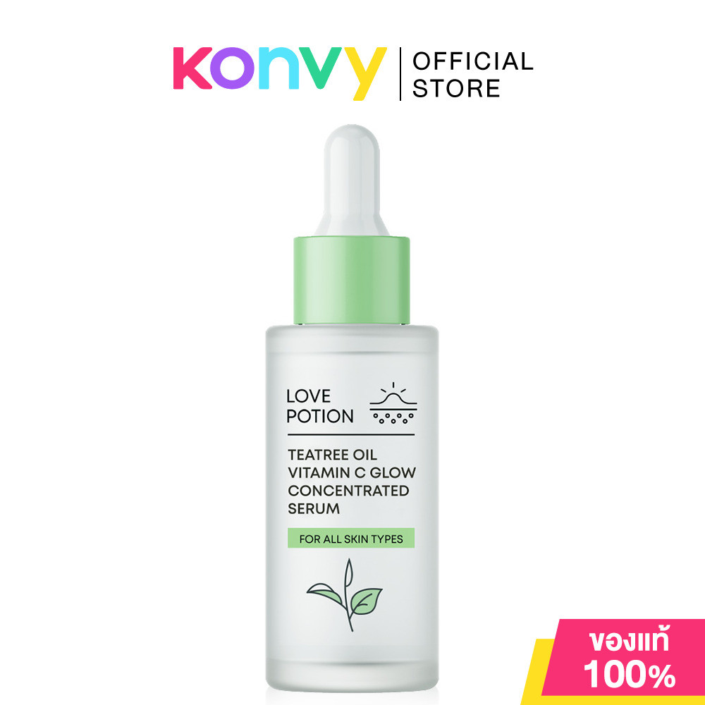 Lovepotion เลิฟโพชั่น เซรั่มเลิฟ สูตรพรีเมียม Teatree Oil Vitamin C Glow Concentrated Serum 30ml.