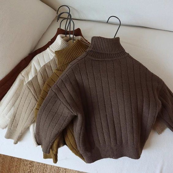 เด็กเสื้อกันหนาวชั้นเดียวขนแกะเรียงรายเด็กชายและเด็กหญิง Maillard ขนแกะเรียงรายหนาคอเต่า bottoming เสื้อเสื้อกันหนาวเสื้อสวมหัว