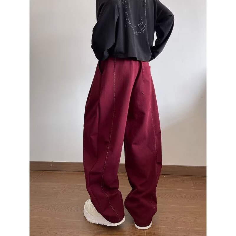 Street Wear Ruffian หล่อทอดถนน Macachete ผู้ชายฤดูใบไม้ผลิฤดูใบไม้ร่วง Encore สวมใส่กางเกงขายาวขากว้างตรง