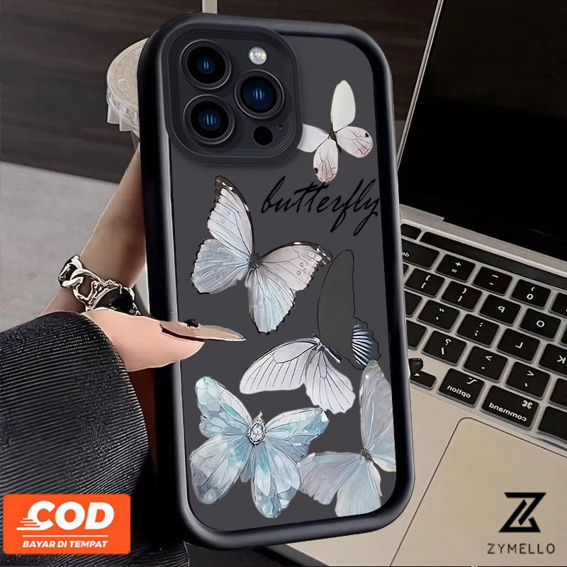 กรณี OPPO Reno12 F 5G Reno 12 5G Reno12 Pro 5G Reno11 F 5G Reno 11 5G Reno 10 5G Reno 8T 5G Reno 8T 4G Reno 8Z 5G Reno 7Z 5G Reno7 Reno8 Reno4 C53 Reno5 realme C65 C61 C55หมายเหตุ50หมายเหตุ60 Retro Blue และโช๊คโพรรูปผีเสื้อสีดำ