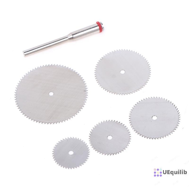 Uequilib 6 ชิ้น/เซ็ตสแตนเลส Slice โลหะ Cutg Disc 1 Mandre สําหรับเครื่องมือโรตารี่ 16 18 22 25 32 มม.Cutg Disc เครื่องมือใหม่