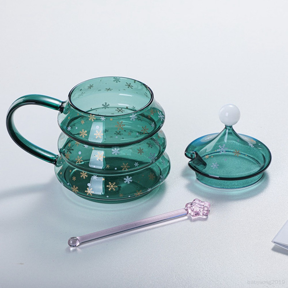แก้วต้นคริสต์มาส Borosilicate Christmas Snow Mountain Cup ทนความร้อน
