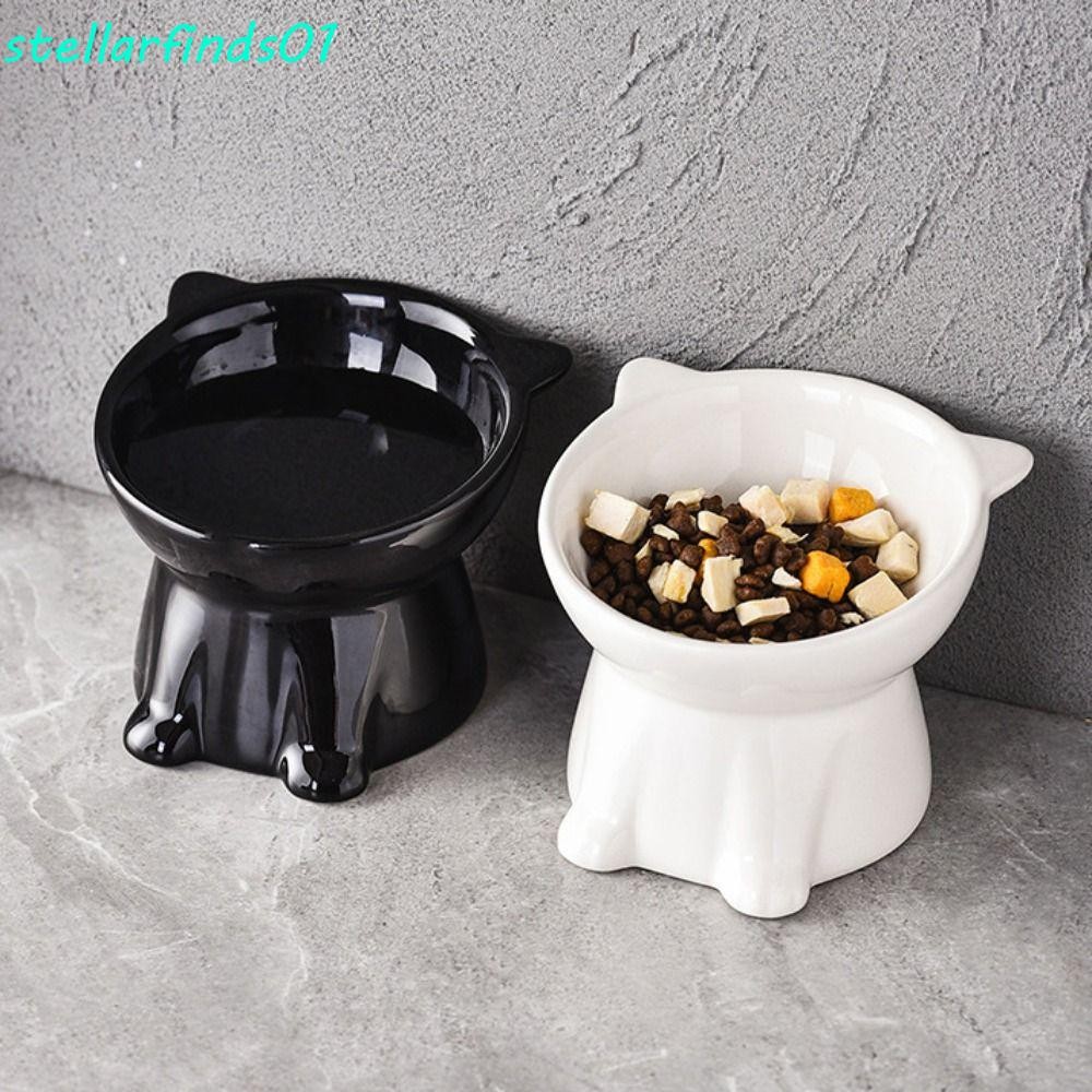 เป็นตัวเอก ชามแมว,เซรามิกสร้างสรรค์สัตว์เลี้ยงชามเท้าสูง,เครื่องจ่ายอาหารความจุขนาดใหญ่ปากเอียงหลายใช้อาหารสุนัขให้อาหารอ่างลูกแมวลูกสุนั