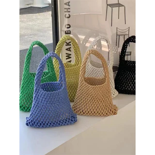พร้อมส่ง 11 สี 😍 กระเป๋าเชือกถักmini มีถุงผ้าให้ หลายสี งานน่ารัก minimal P134
