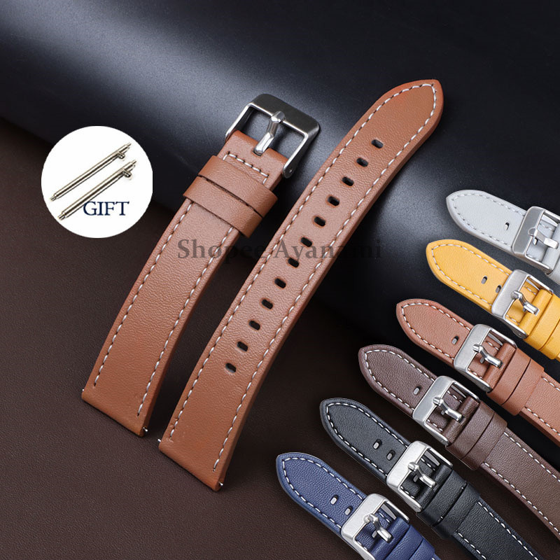 20 มม.22 มม.สายนาฬิกาหนังแท้ Quick Release Universal สายนาฬิกาสําหรับ Galaxy Watch สร้อยข้อมือสําหรับ Huawei Watch Gt2/3 สาย