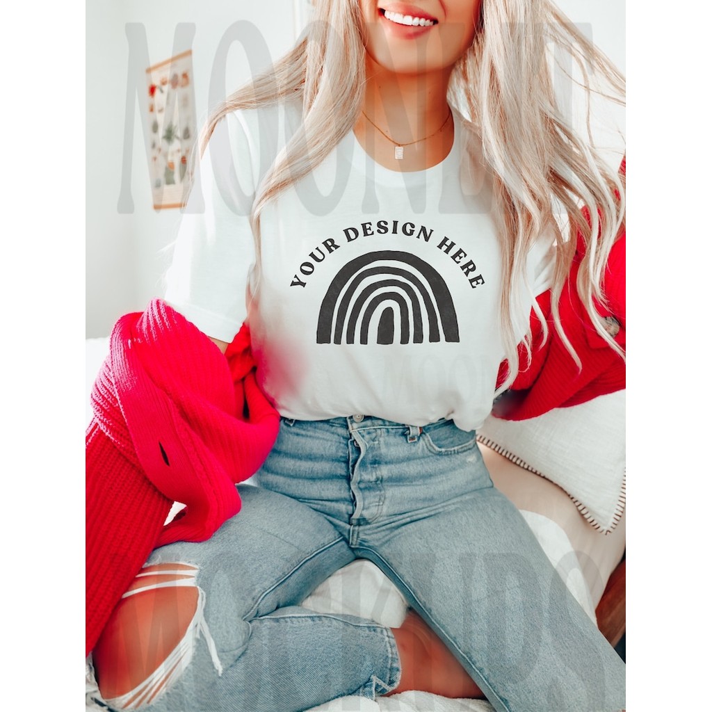 Bella & Canvas 3001 TShirt Mockup - Bella Canvas Shirt - White Mockup - Shirt Mockup - Cozy Mockup -