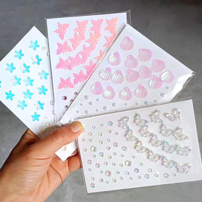 COD-ในไทย💖สติกเกอร์เพชร DIY รูปผีเสื้อดอกไม้3D คริสตัลออโรร่าสีสันสดใส ตกแต่งใบหน้า สำหรับผู้หญิง เครื่องประดับแฟชั่น-Kr thumbnail 10