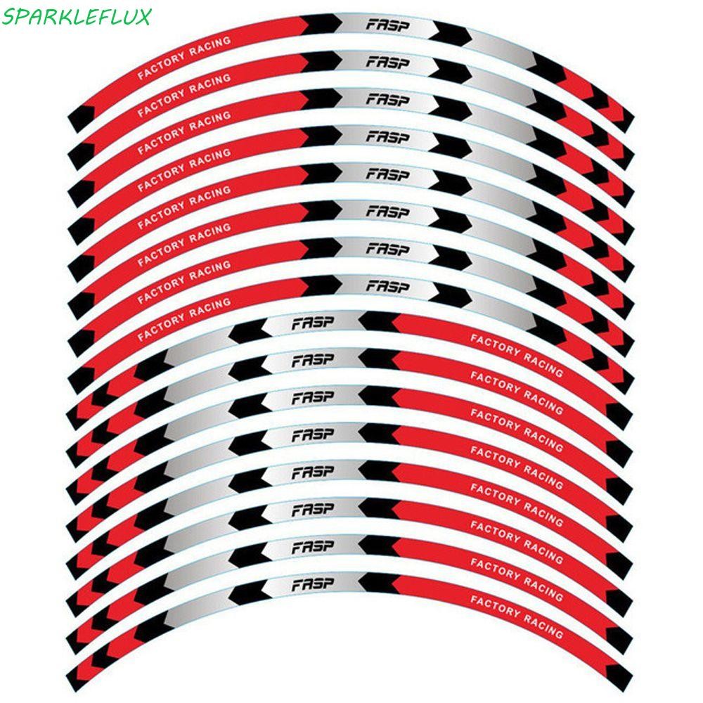 Sparkleflux เทปขอบสะท้อนแสงสําหรับ Kawasaki Universal Rim Stripe เทป 17 "18" Auto Decals สําหรับ Honda สติกเกอร์ล้อรถ
