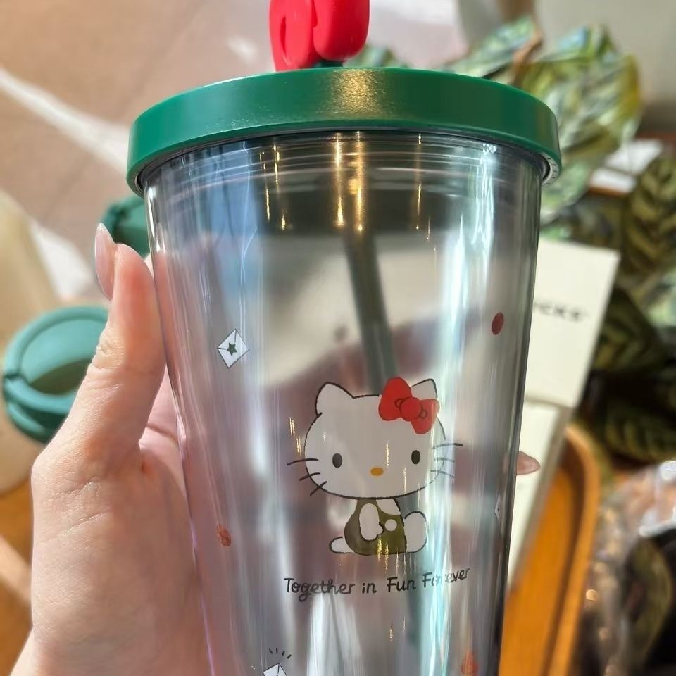 Ins Starbucks Cup เวอร์ชั่นเกาหลี Simple High-value ถ้วยน้ําพลาสติก ins Straw Handy Cup ความจุขนาดใหญ่ 475ml