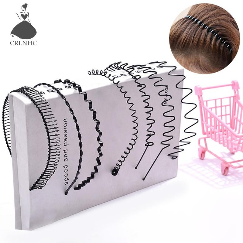 Crlnhc โลหะผู้ชายผู้หญิง Unisex คลื่นสีดําผม Hoop ล้างหน้า 5 มม.กว้างแฟชั่น Simple Sport Hairband อุปกรณ์เสริมผม Th