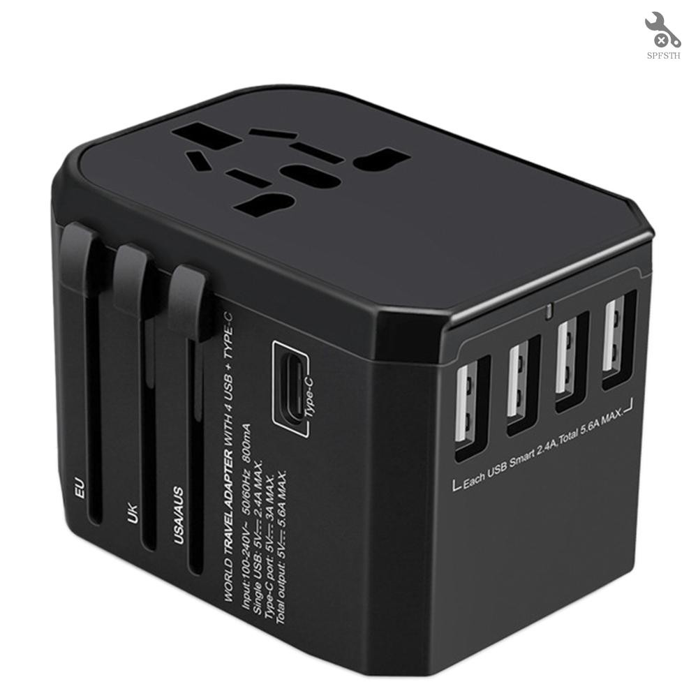 Multi-function Travel Plug Universal Adapter 8-Hole Multi-Function Converter Socket, พอร์ต USB-C และ