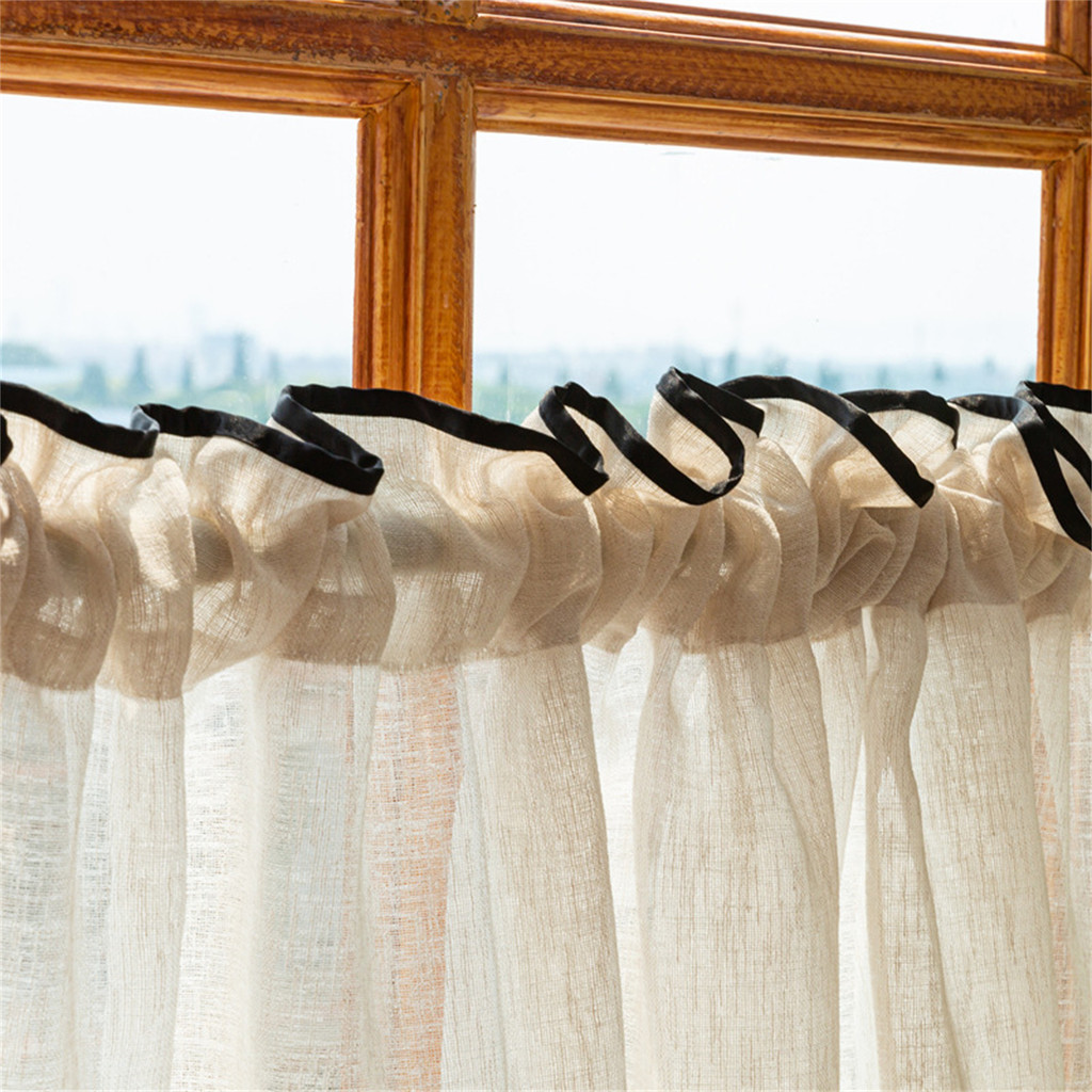 Farmhouse Sheer Valance Curtain สไตล์ยุคกลางผ้าม่านสั้น Tier Light Filtering Faux ผ้าลินิน Textured Small Cafe Window Treatment สําหรับห้องครัว/ห้องน้ํา/ห้องรับประทานอาหาร - รูปที่ 3