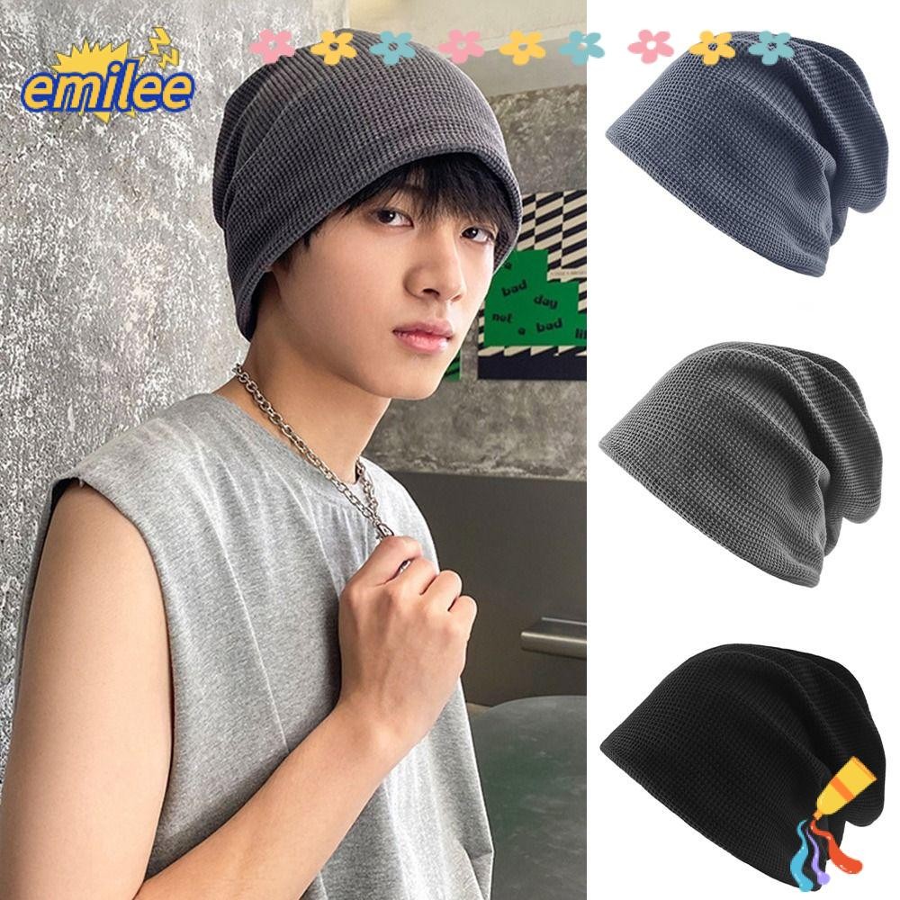 เอมิลี หมวกไหมพรม,ถักหมวกกันหนาวกันลม,ผู้หญิงแฟชั่นสีทึบถักหมวกผู้ชาย