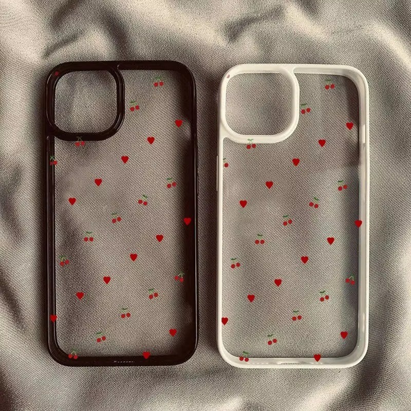 Ins เกาหลีน่ารักสีแดงสีสัน Cherry Bowknot เคสโทรศัพท์สําหรับ Samsung S24 Ultra S25 S24 S23 FE S23 S22 S21 Plus S20 S21 FE Clear Hard Cover
