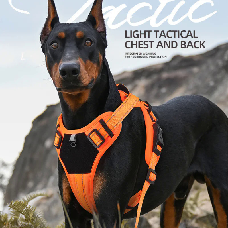 Pet Harness Multi Functional Nylon Reflective Dog Harness Adjustable No Pull Comfortable Control Dog