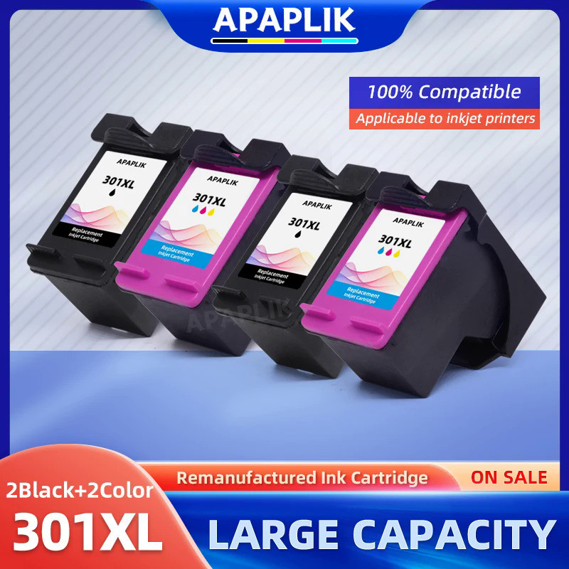 Apaplik ตลับหมึก301 XL 2ชุดสำหรับ301XL HP สำหรับ HP Deskjet 2540 2541 2542 2543 2544 2546 1000 1010 