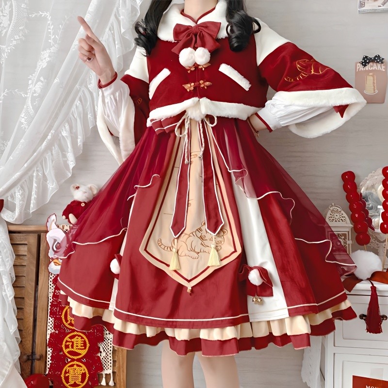 ✨Lolita Lolita Lucky Tiger Chengxiang Jade Rabbit Fengchun Lolita เสื้อแจ็คเก็ตเสื้อคลุมสไตล์ใหม่