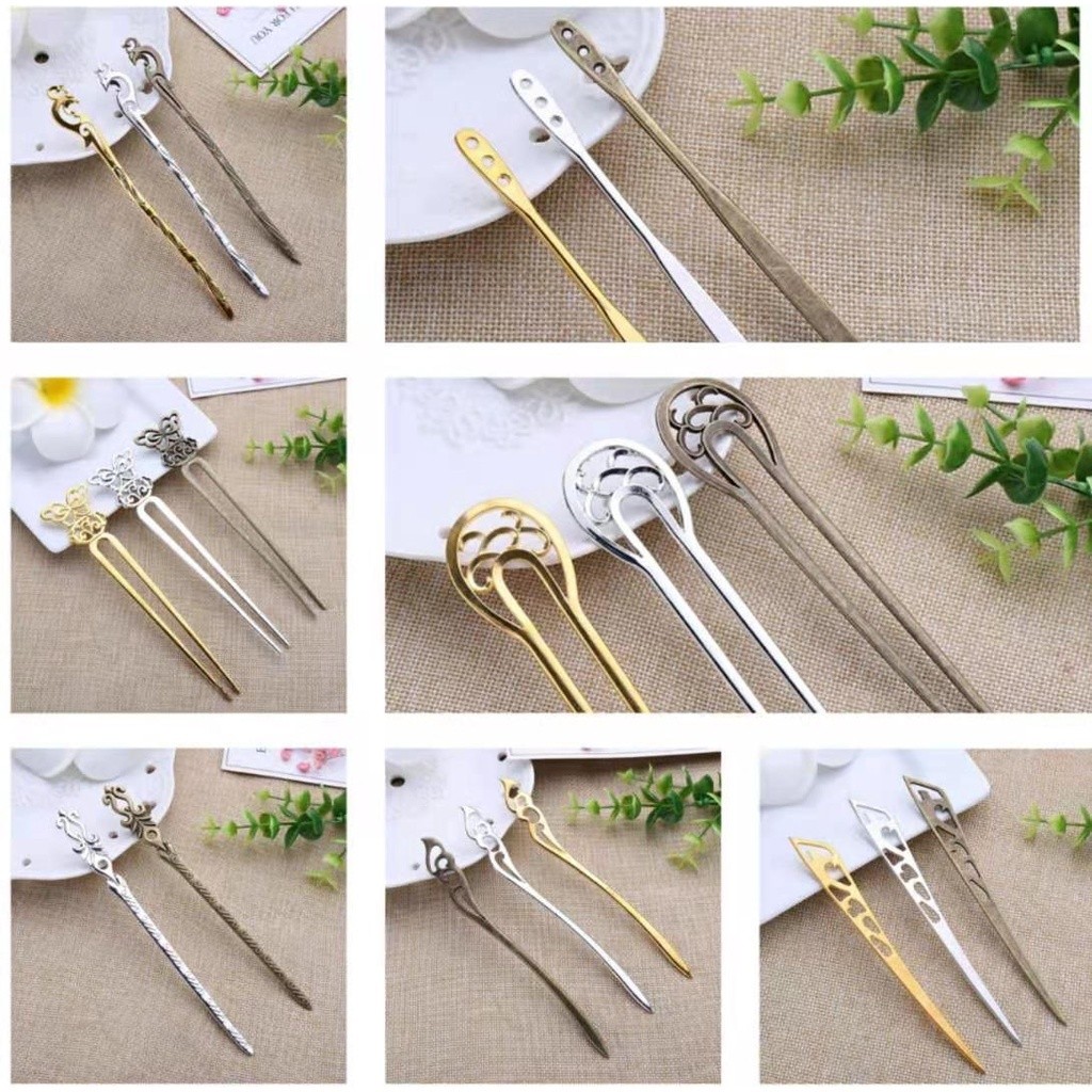 DIY ปิ่นปักผมทำด้วยมืออุปกรณ์กระเป๋าวัสดุเครื่องประดับผมสไตล์โบราณแบบโฮมเมดเครื่องประดับผมชิ้นส่วนหลักปิ่นปักผม Uduz ktzc