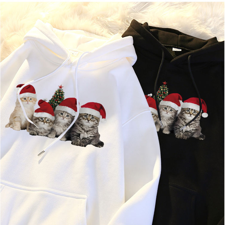 Pofloret Christmas เสื้อฮู้ด รวมลายยอดฮิต เสื้อฮู้ดแขนยาวหลวมและอเนกประสงค์ #B000660