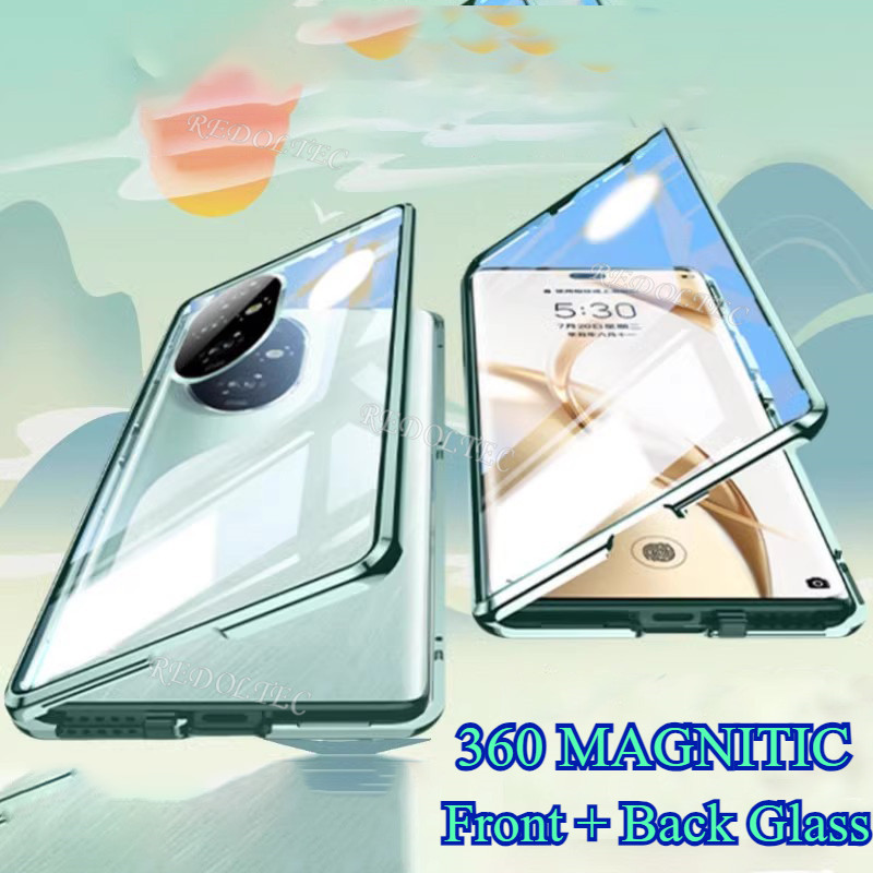 Honor 200 200Pro 5G ปลอก 360 ป้องกันเลนส์เต็มเคสโลหะแม่เหล็ก ให้เกียรติ Honor 200 Pro มือโปร ให้เกียรติ200 มือโปร สองด้านด้านหน้ากลับกระจกเต็มร่างกายโทรศัพท์ปกด้วยล็อคหัวเข