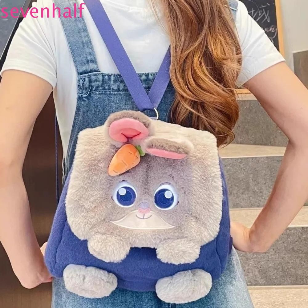 Sevenhalf กระเป๋าสะพายข้างการ์ตูน,ความจุขนาดใหญ่ Judy Hopps กระเป๋าเป้สะพายหลังตุ๊กตา, Creative JK Nick Wilde ของขวัญอะนิเมะกระเป๋าสะพายสาว