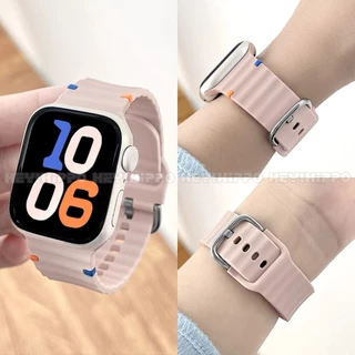 สายซิลิโคนคลื่นเหมาะสําหรับสมาร์ทวอทช์ซีรีส์ 10/9/8/7/6/5/SE/4/3 การออกแบบที่ตัดกันเหมาะสําหรับ iwatch 49/46/45/44/42/41/40/38 มม.