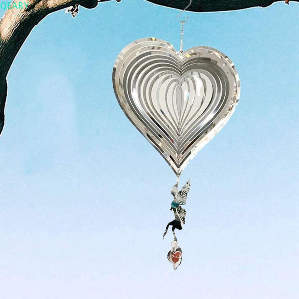 Qeary Wind Chimes หมุน Fairy Heart Home Room Decor งานแต่งงานกลางแจ้งสวนฟาร์มเครื่องประดับ