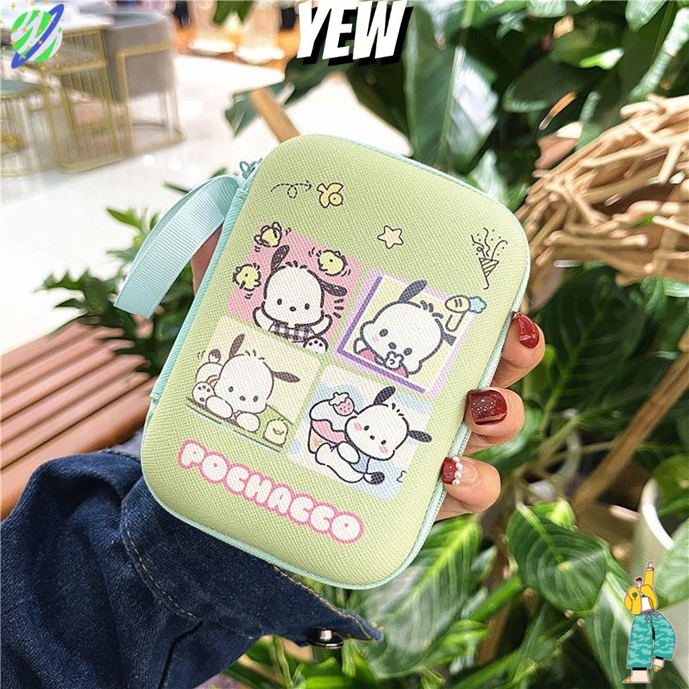 Yew ฝาครอบป้องกันเครื่องชาร์จ, กล่องเก็บสายเคเบิลข้อมูล Kuromi Pachacco Winnie EVA, ลิปสติกความจุขนาดใหญ่มัลติฟังก์ชั่นเดินทางกลางแจ้ง