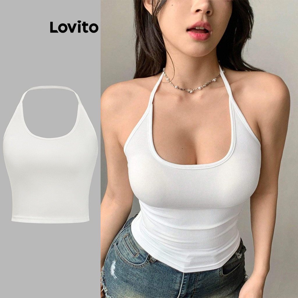 Lovito เสื้อกล้ามโครงสร้างธรรมดาแบบสบาย ๆ สำหรับผู้หญิง L95ED350