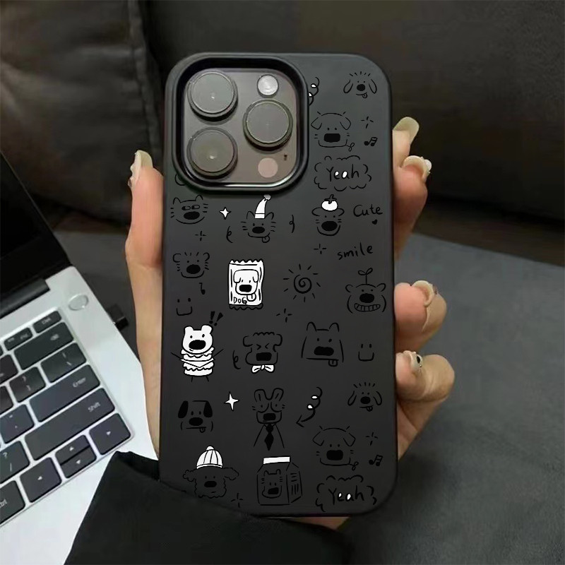 เคสไอโฟน16 15 14 13 12 11 Pro Max Case กันกระแทก เรียบง่าย น่ารัก ลูกสุนัข ซิลิโคน Compatible เคส iPhone X/XS, XR,7+,8Plus