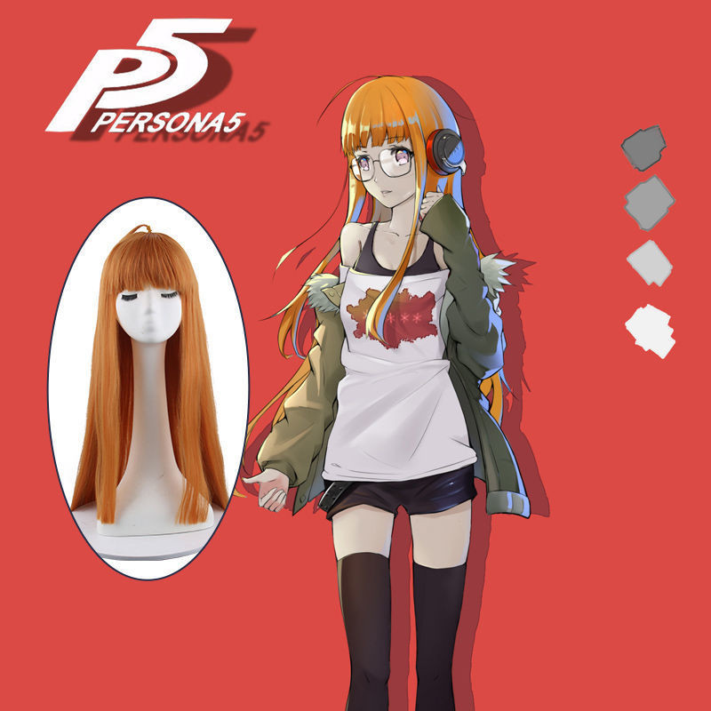 Persona 5 - Futaba Sakura คอสเพลย์วิกผมจําลองหนังศีรษะทนความร้อนสังเคราะห์ผมปาร์ตี้ฮาโลวีนอะนิเมะวิก