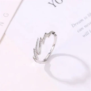 COD💖แหวน ลายสายฟ้า สไตล์ฮิปฮอป พังก์ ประดับเพชรเทียม s925 แหวนนิ้ว แฟชั่น การเปิด ปรับได้ คู่รัก-Lune