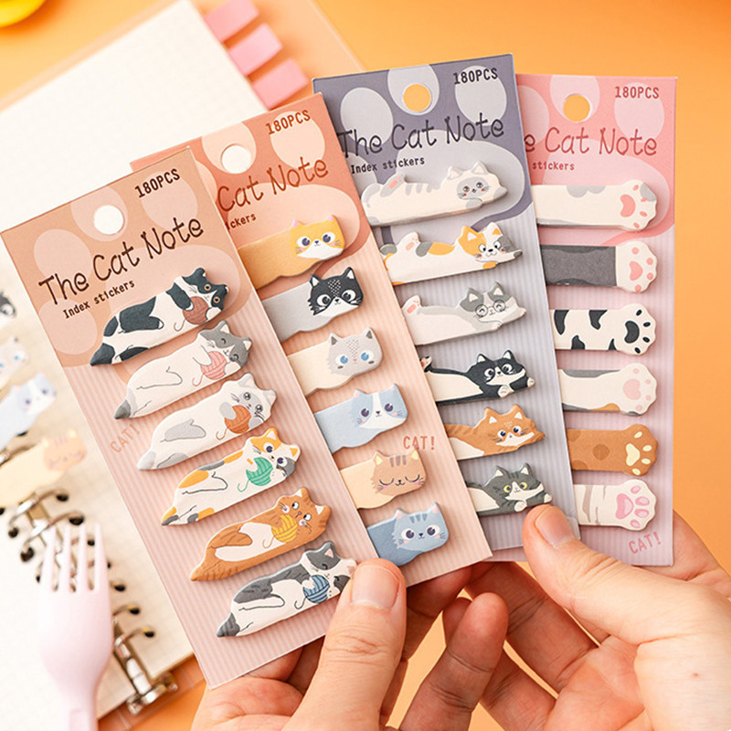 180 แผ่น Creative Cat Note Series สติ๊กเกอร์ดัชนีโรงเรียนสํานักงานป้ายสีสันสดใสสติกเกอร์ชุด