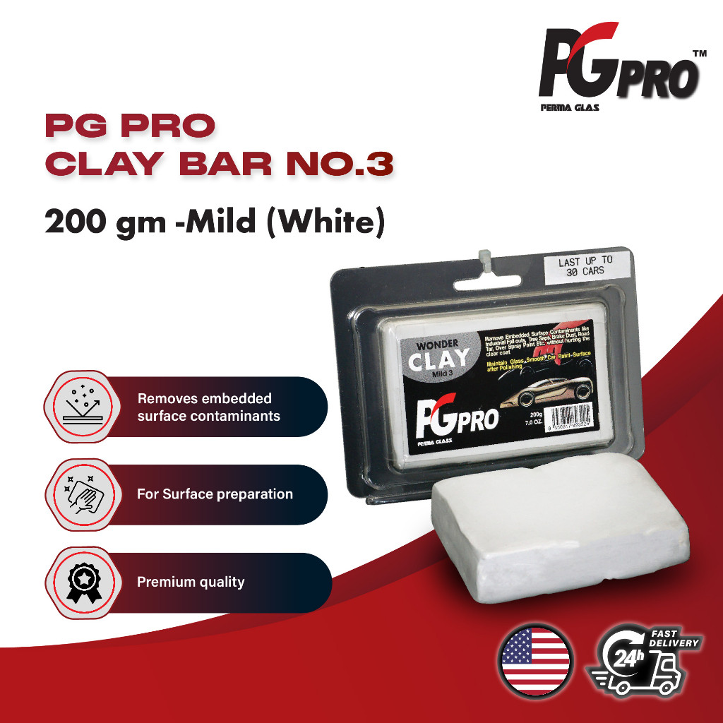 PG Pro Clay Bar No.3 (200gm) - Mild (White) Kilang/Direct Manufacture/ Bulk Purchase