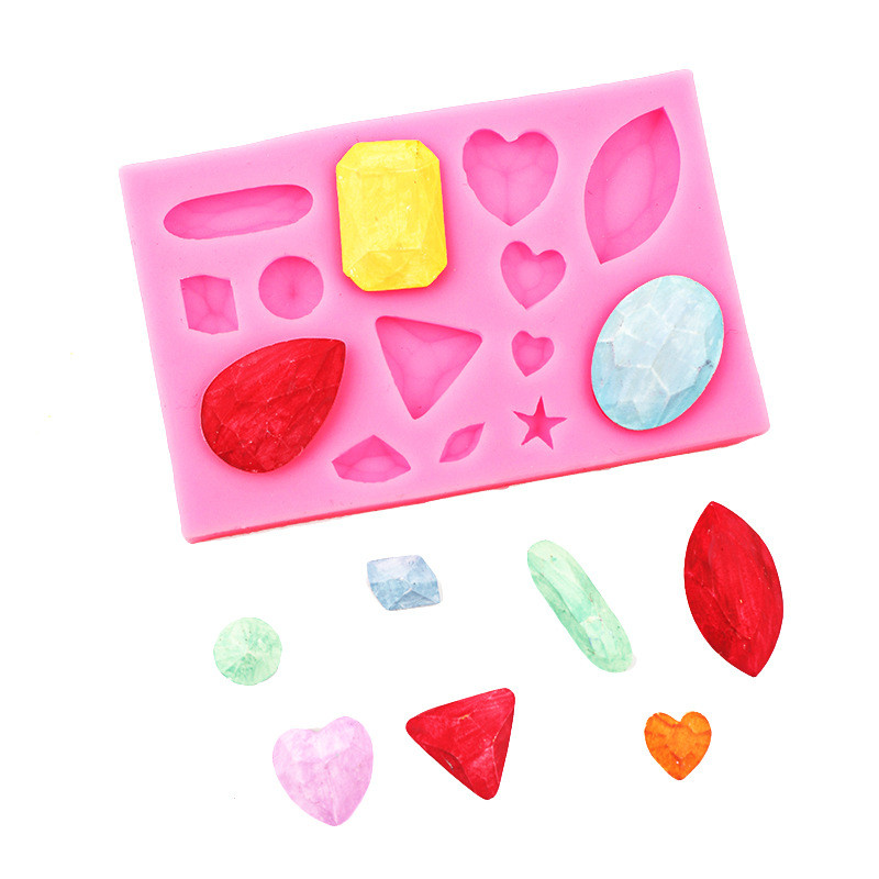อัญมณีแม่พิมพ์ซิลิโคน Sugarcraft Fondant ช็อกโกแลตลูกอมเรซิ่นแม่พิมพ์ Cupcake Topper คุกกี้เบเกอรี่เค้กตกแต่งเครื่องมือ