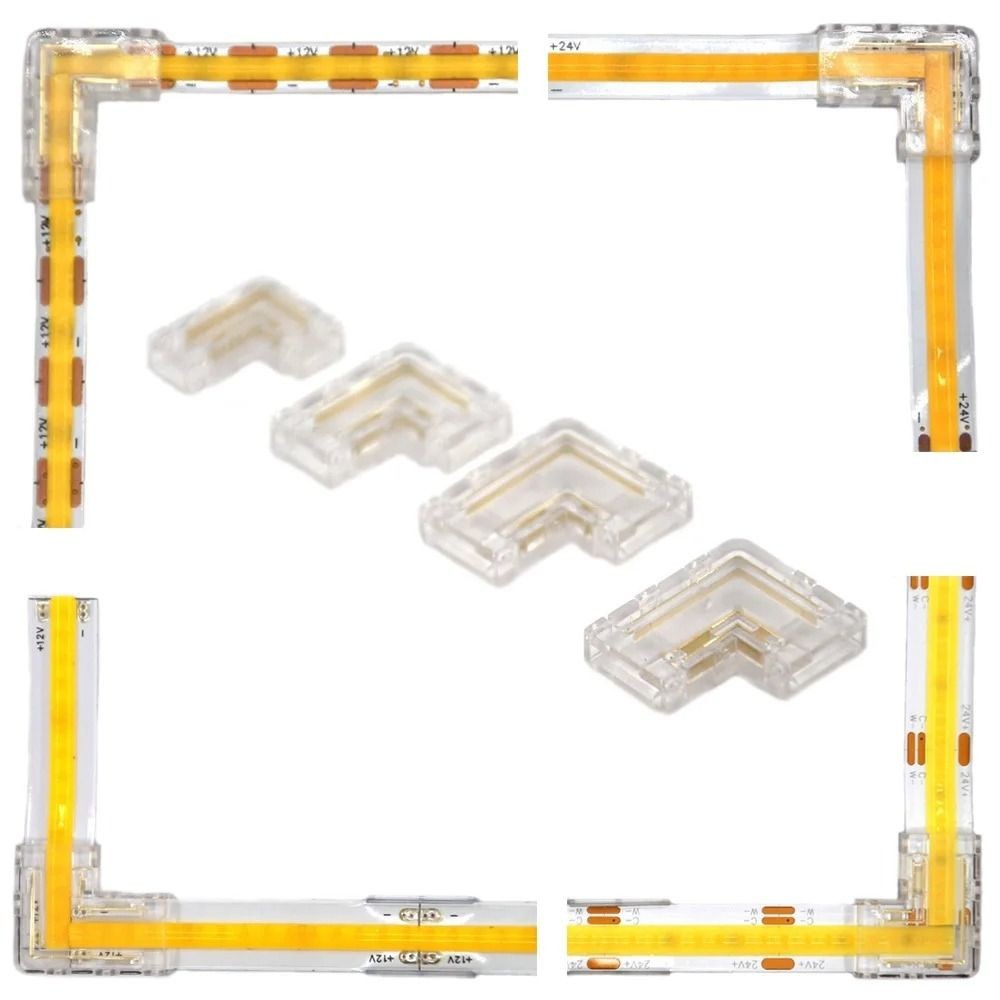 Cob LED Connectors 90 องศา L รูปร่างมุม 5/8/10 มม.Solderless สําหรับ CCT FCOB RGB Strip ไฟ 2/3/4 Pin Connector Strip ถึง Strip