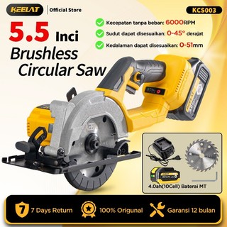 KEELAT—KCS003 Brushless 5.5" Mesin Gergaji Potong Kayu Cordless Circular Saw Mesin Serkel Kayu LXT Baterai