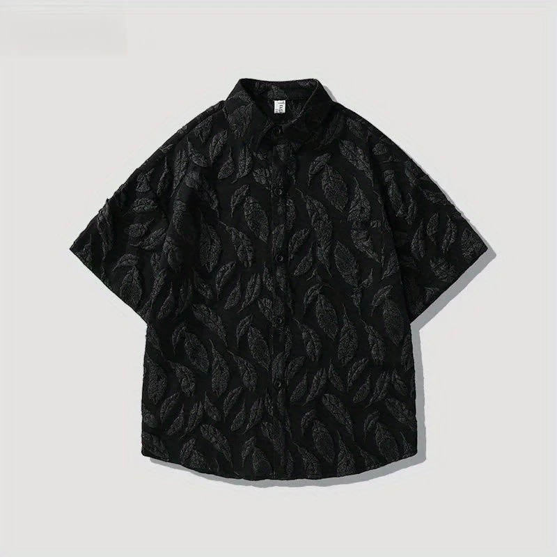 ชุดเสื้อแขนสั้นลายใบไม้ผู้ชาย สไตล์ลำลองลายดอกไม้ thumbnail 3