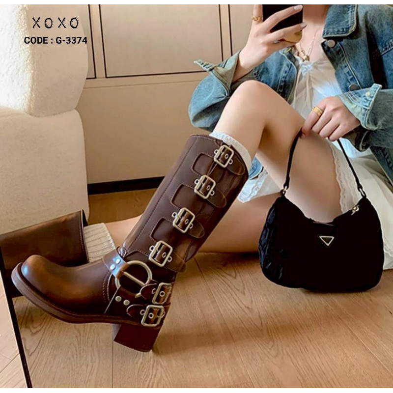 (พร้อมส่ง-ในไทย) -25%ใช้โค้ดลดได้ บูท ติดแกรม เกาหลี เข็มขัด 4 เข็มขัด.