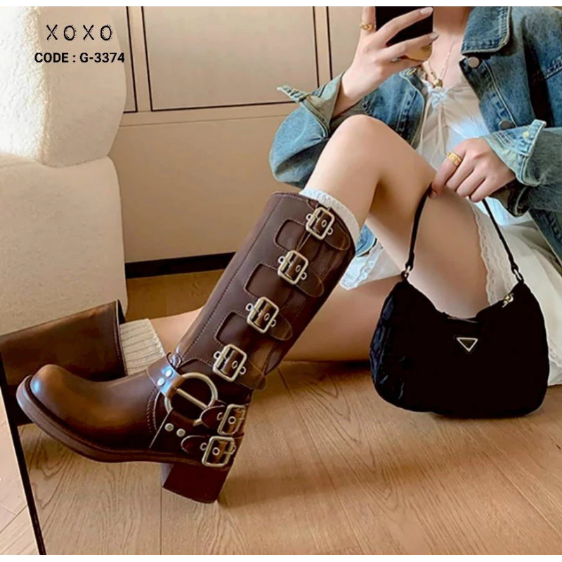 ส่งไว ภายใน 3 ชม.(พร้อมส่ง-ในไทย) -25%ใช้โค้ดลดได้ บูท ติดแกรม เกาหลี เข็มขัด 4 เข็มขัด.