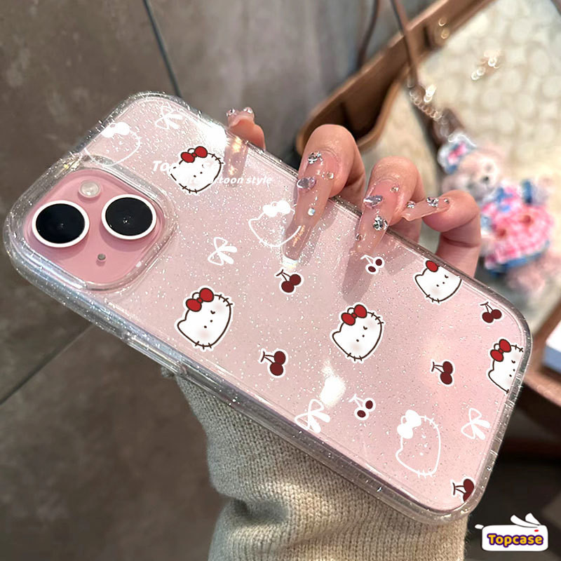 สําหรับ Infinix Smart 9 8 7 5 2020 Hot 50i 40i 40Pro 30i 9 10Play Note 40 30Pro Tecno Spark 20C 30 10 Pro Red Cherry Kitty Cat Ins Bling Starเคสโทรศัพท์Clear Soft Cover