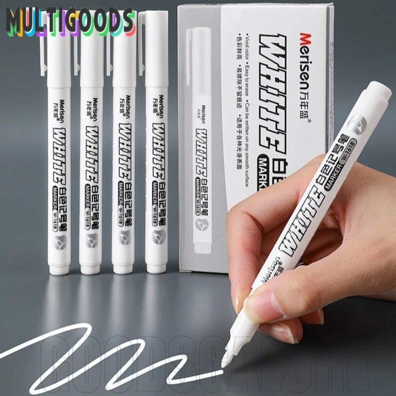 ปากกามาร์กเกอร์สีขาว 1.5 มม. -กันน้ํามันถาวรสําหรับผ้า, ไม้, หนัง, ภาพวาดยาง | Fast-drying & Fade-Resistant