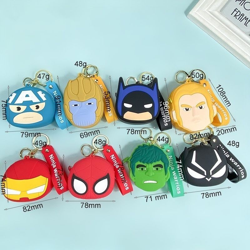 Creative Avengers กระเป๋าใส่เหรียญพวงกุญแจน่ารัก Iron Man Spiderman Key Case ผู้ชายผู้หญิง Marvel จี้20250410