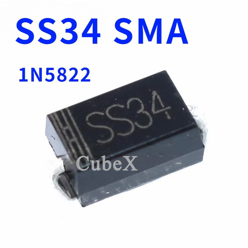 100/50Pcs SS34 SMA Schottky Diode 40V 3A High-Current IN5822/1N5822 ที่มีประสิทธิภาพ Rectification &