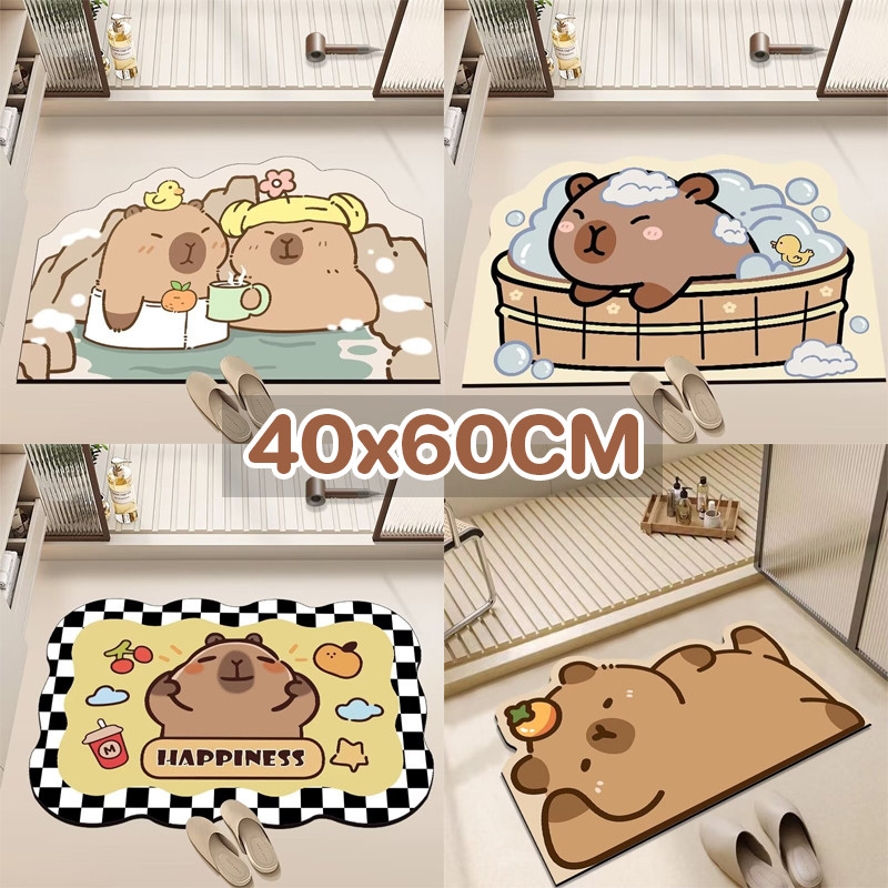 Capybara พรม 40*60CM มีกันลื่น พรมซีลิโคน พรมห้องน้ำ ดูดซับน้ำได้ดี ลายน่ารักสุดๆ