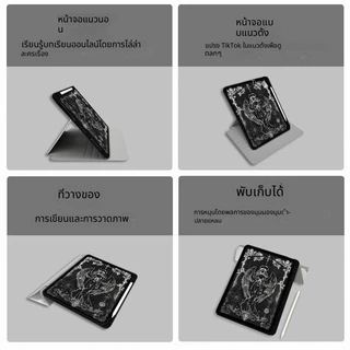 [เคส iPad] สําหรับ iPad Mini4 Mini5 Mini6 Gen11 A16 Gen10 Gen9/Gen7/Gen8 10.2 air4/5 10.9 10.5 Air3/Pro 11 2021 อะคริลิค 360 หมุน Dark Angel Anti Bend แผ่นป้องกันกรณี
