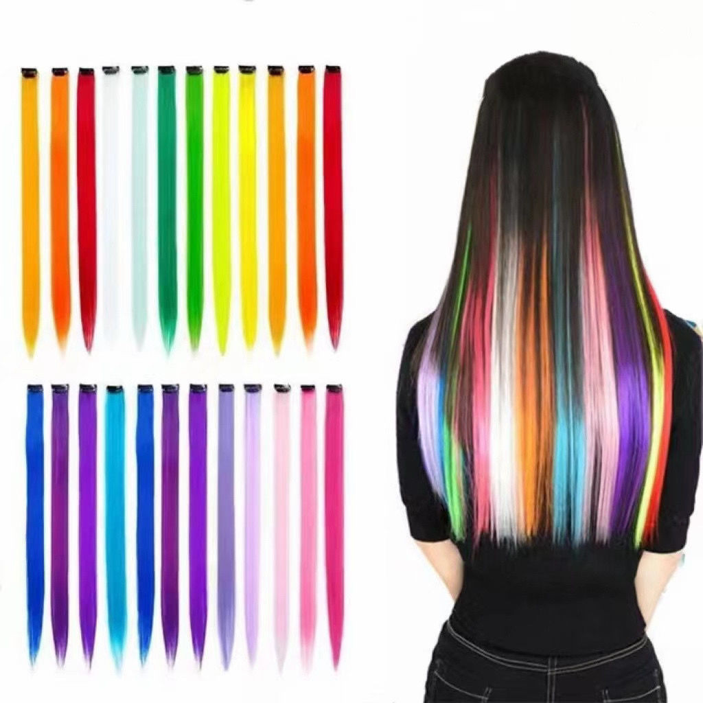 ชิ้นวิกผมที่มีสีสันวิกผมตรงด้านเดียวที่มีส่วนขยายสี ทําเอง สีผมไม่ต้องย้อม