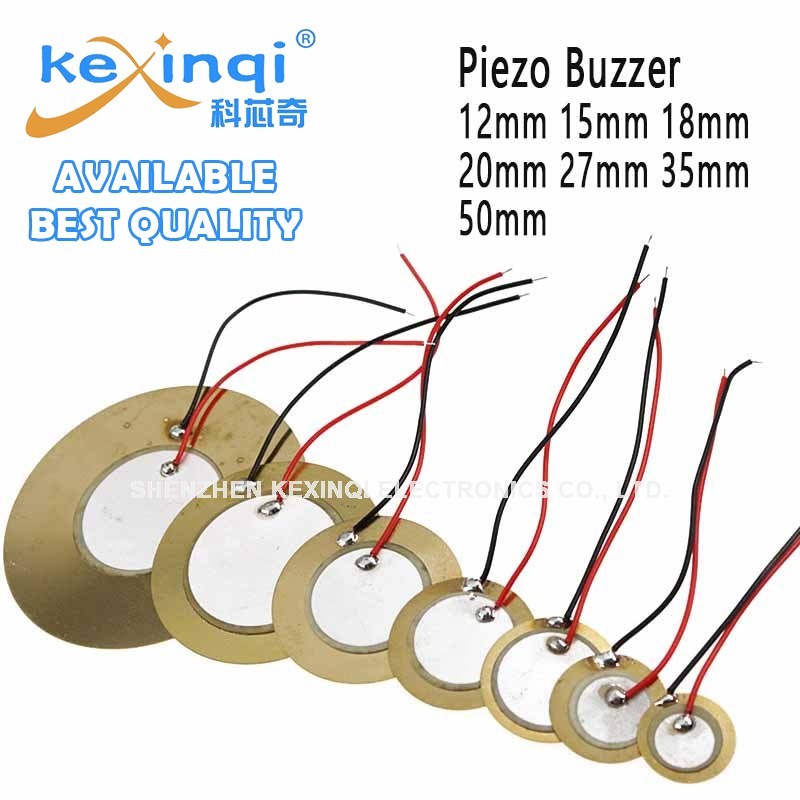 (5-10 ชิ้น) Piezoelectric Buzzer พร้อมลวด 12 มม. 15 มม. 18 มม. 20 มม. 35 มม. 50 มม. 27 มม. Piezo เซรามิคแผ่นเวเฟอร์ทองแดงเหล็ก