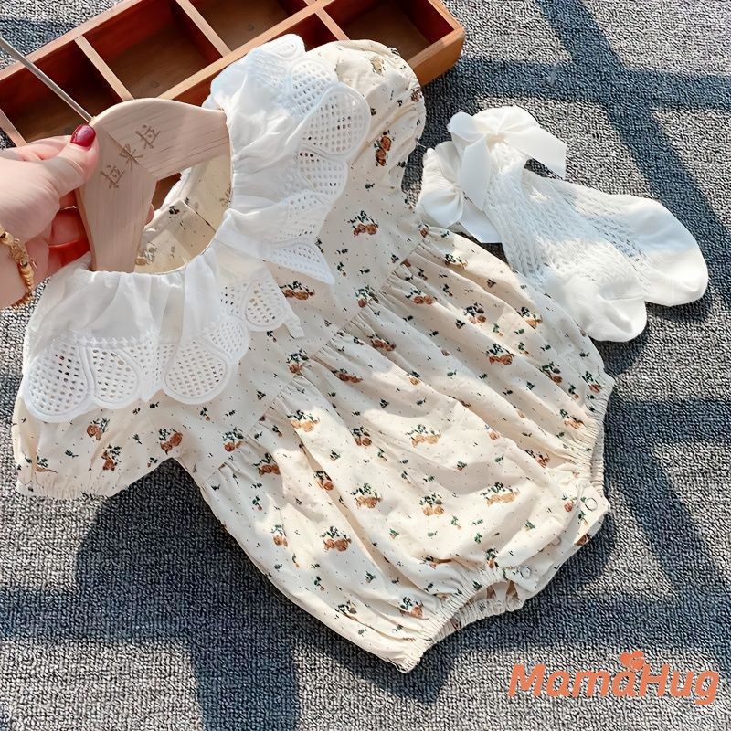 2026 ชุดเด็กผู้หญิงฤดูร้อนสไตล์เจ้าหญิงน้ําหนักเบา ชุดรอมเปอร์ บอดี้สูทอินเทรนด์ อิน เสื้อผ้าเด็กแรกเกิดสําหรับสวมใส่ทุกวันน่ารักสไตล์เกาหลีระบายอากาศชุดฤด