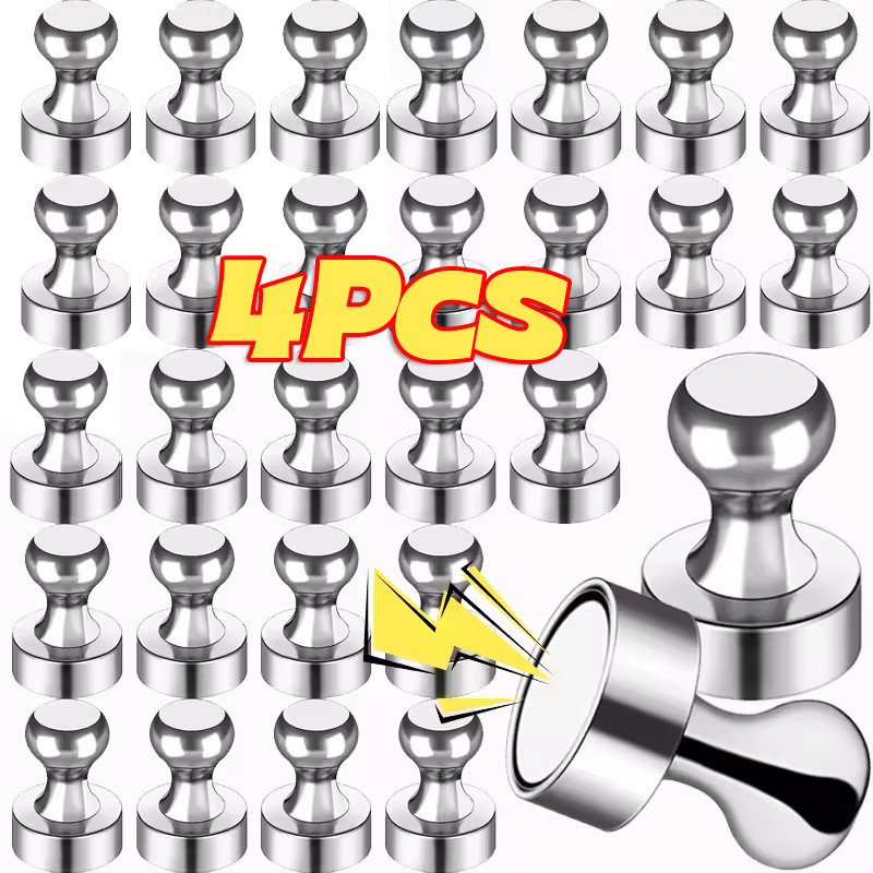 2/4 ชิ้นแม่เหล็กที่แข็งแกร่ง Pushpins - ตะขอดูดแม่เหล็กตู้เย็นนีโอไดเมียม